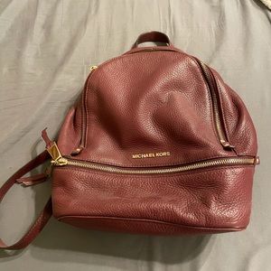 USED GOOD - Maroon Michael Kors Backpack Purse